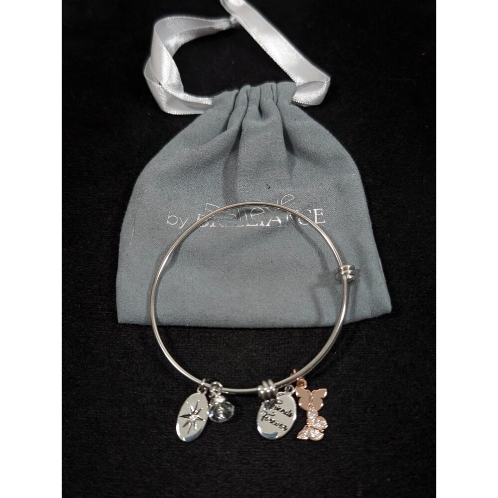 Believe by Brilliance Friends Forever Butterfly Charm Bangle Bracelet 7 inch